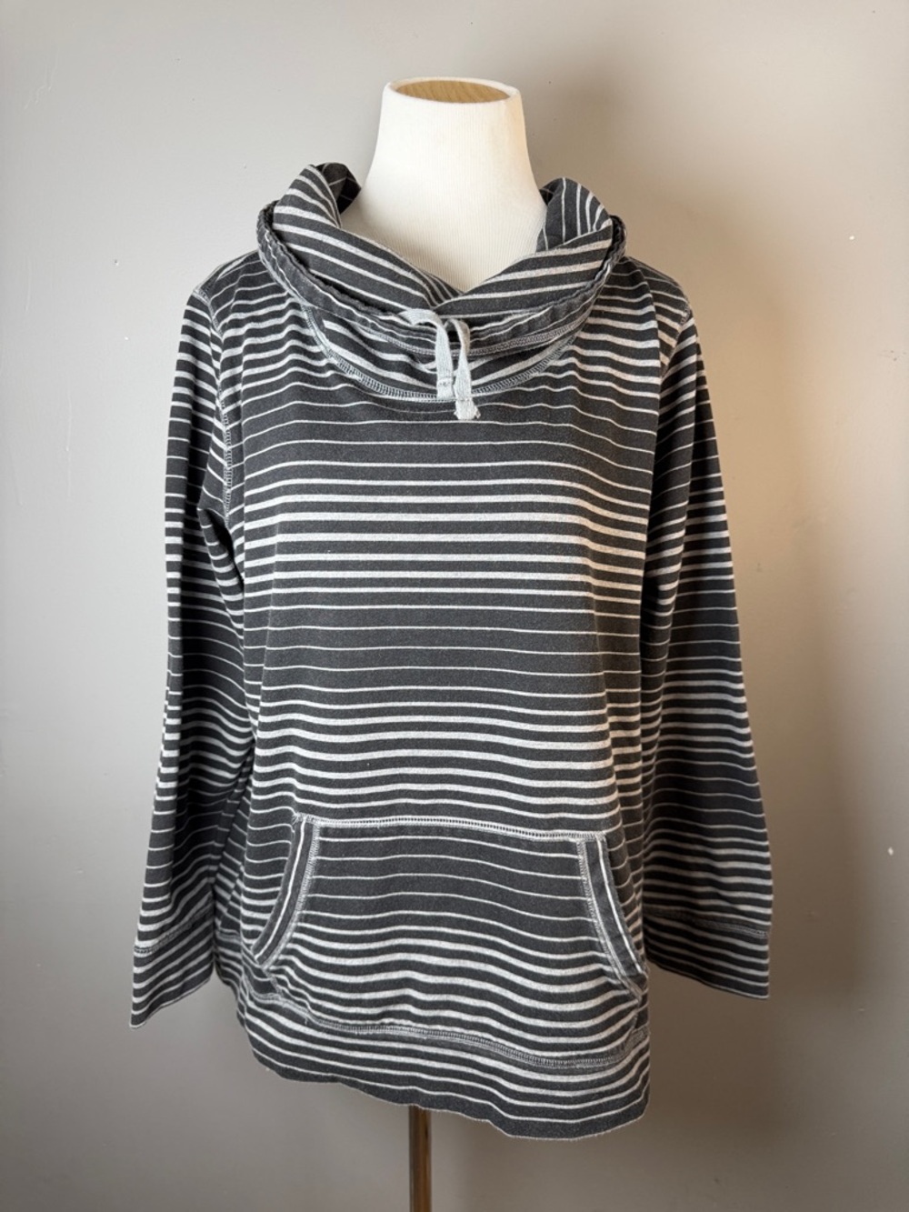 Women's Gray on gray Striped Cowl Neck Sweatshirt
